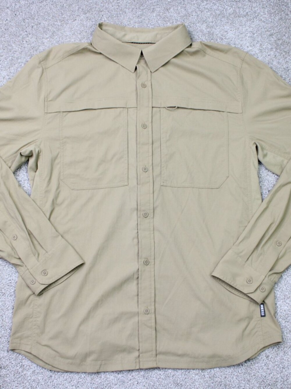 REI Co-op Sahara Shirt Mens Medium Brown Lightweight Nylon Stretch Long Sleeve